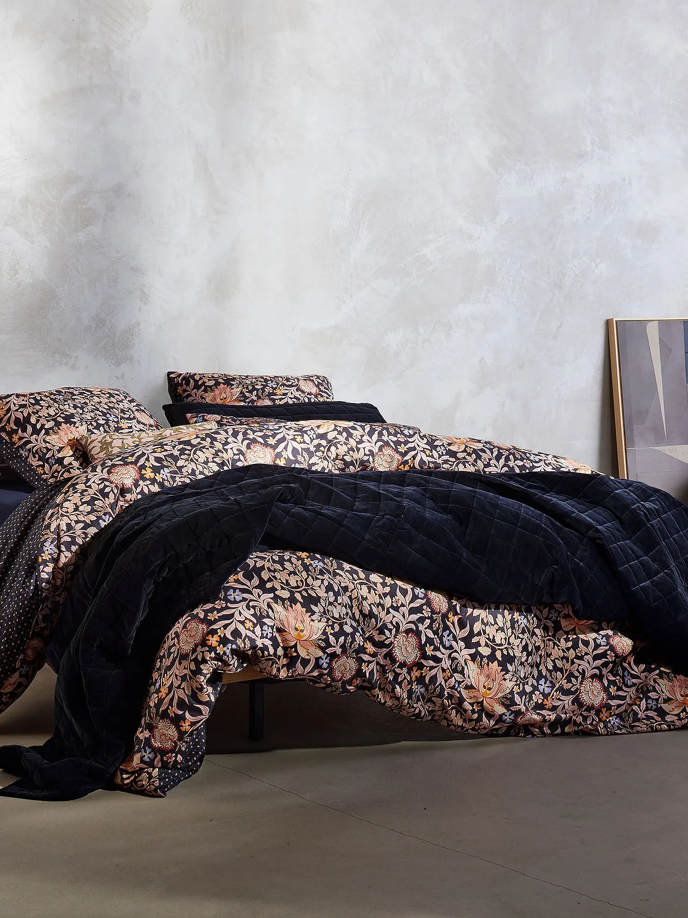 ESSENZA | Satin Bettwäsche ORPHELIA 2x 70x90cm/200x200cm Night Blue | 